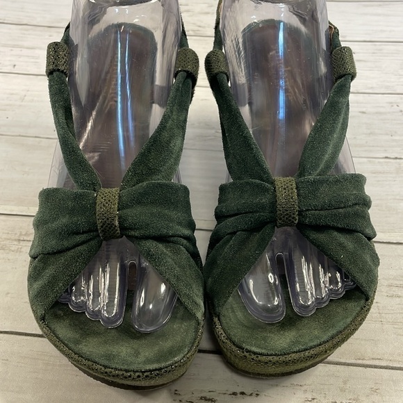 Sundance Forest Green Suede and "Snakeskin" Wedge Sandal - Picture 2 of 14